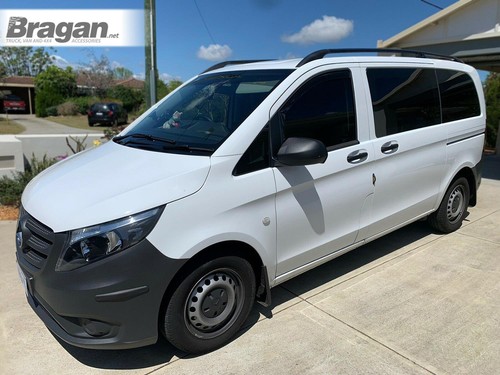 Roof Rack Rails To Fit Mercedes Vito Viano Van 2014+ ELWB Aluminium Steel BLACK - Picture 3 of 5