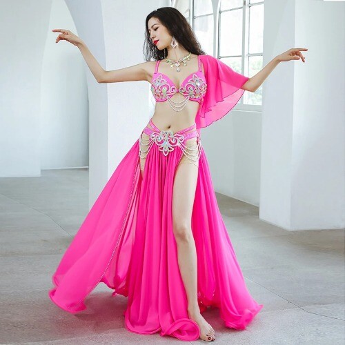 High-end Competition Suit Belly Dance Suit Diamond Bra Split Big Skirt Sexy Suit - Picture 1 of 25