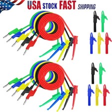 5/10x 4mm Stackable Banana Plug to Test Hook Lead  10pcs Alligator Clips US