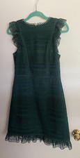 J Crew Dark Green Sleeveless Lace Dress. Size 2, 37 shoulder to lace edge