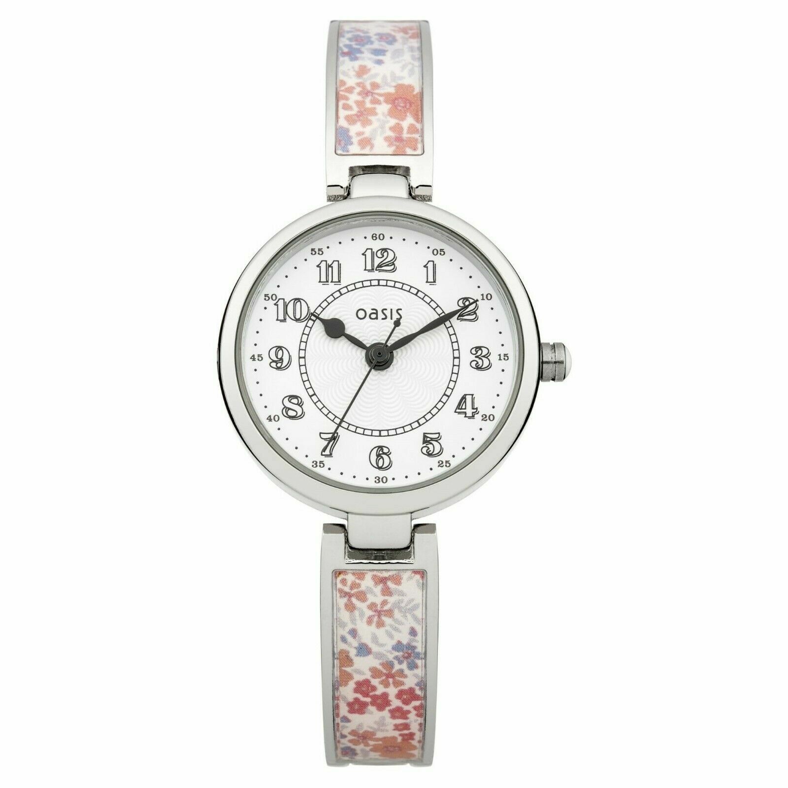 Oasis Women's Quartz Watch White Dial Analogue Display and Multicolour Bangle