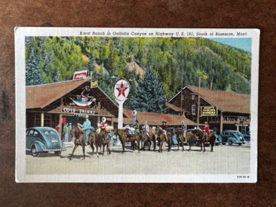 Postcard: Bozeman, Montana Karst Ranch in Gallatin Canyon, Linen, Unposted