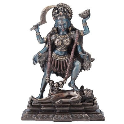 Kali Hindu Göttin Stehend Auf Lord Shiva Kaltguss Harz Bronze Finish Statue