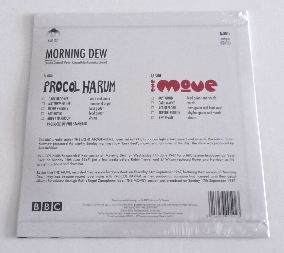 Procol Harum / The Move - Morning Dew 2019 Fly RSD Limited White Vinyl 7" Single - Image 2 of 2