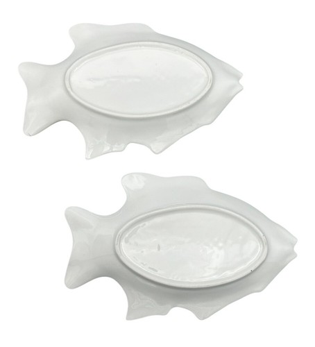 Vintage ARPO Fish Tray Platter Fishbone Plates White Gold Porcelain Set Of 11 - Picture 19 of 23