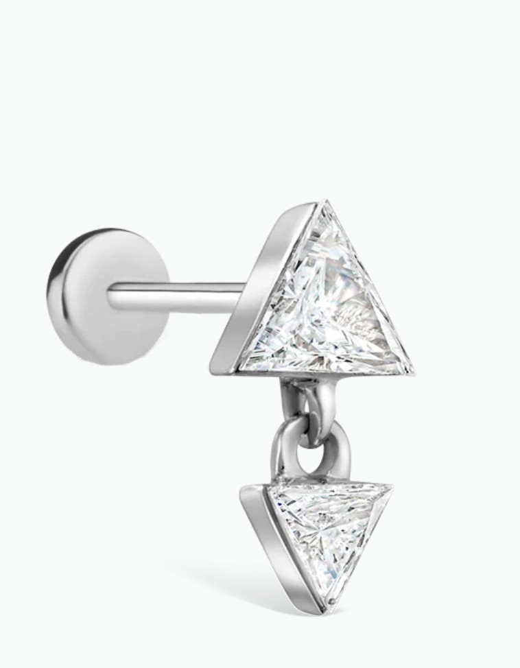 Maria Tash Invisible Set Triangle Diamond Dangle Threaded Earring RRP £1,410