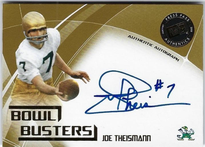 2008 PRESS PASS AUTO JOE THEISMANN BOWL BUSTER #78/150 NRMT-MT REDSKINS NOTRE 