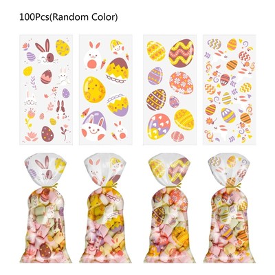 100 Pcs Treat Candy Bag Festival Party Favor Gift Easter Theme Bunny Egg Pattern