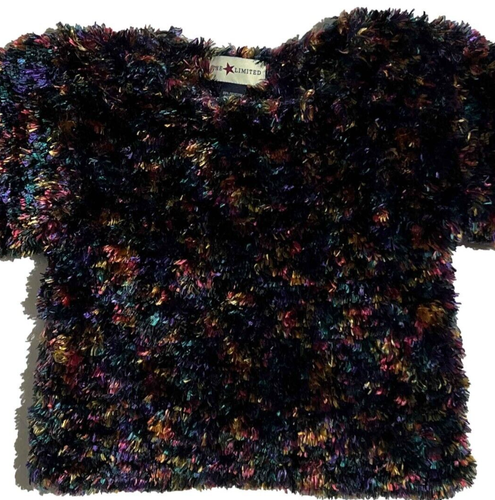 The Limited Girl's Colorful Fuzzy Short Sleeve Sweater Top Size 12 - Picture 3 of 7
