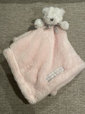 Blankets  Beyond White Bear Gray Bow  Features Pink Plush Baby Security EUC 