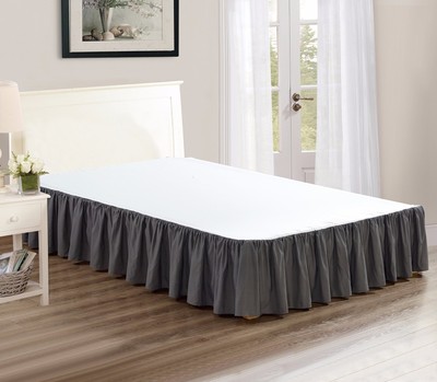 Chezmoi Collection Solid Gray Ruffled 15" Drop Bed skirt ...