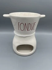 2023 Rae Dunn Ceramic 2 Piece “Fondue” Pot. Perfect For Chocolate / Cheese