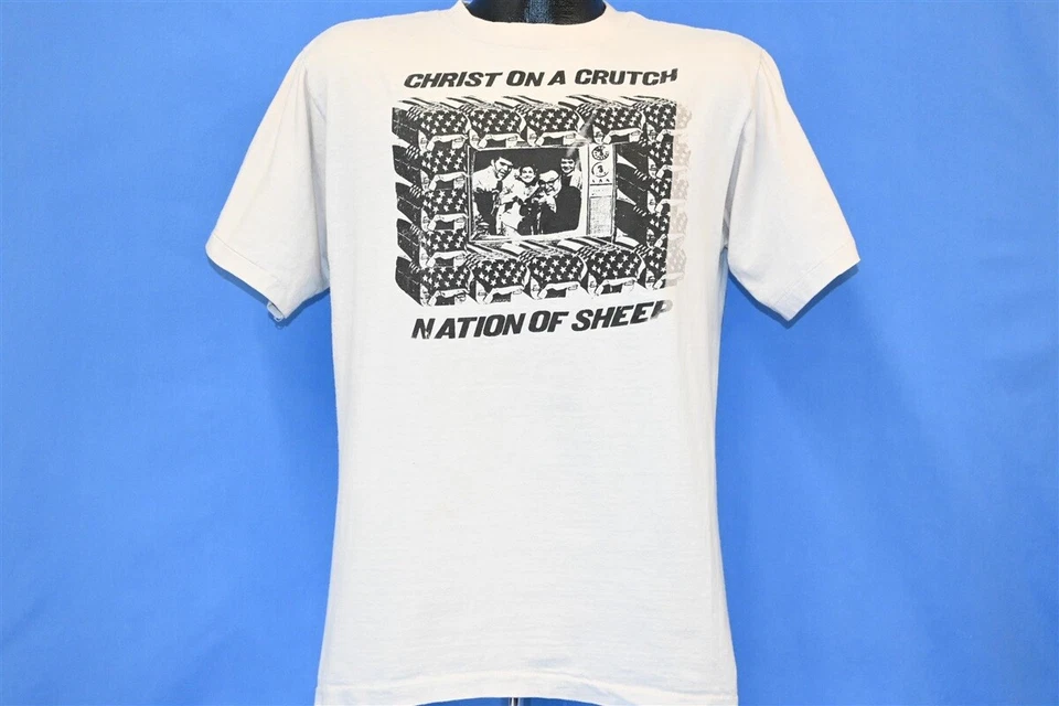 Camiseta De Colección Años 90 CHRIST ON A CRUTCH NATION OF SHEEP HARDCORE PUNK CRIME PAYS L Foto 2 de 4