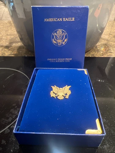 1987 -P American Gold Eagle $25 Case COA BU Coin .5 Troy oz 1/2 Proof Mint PA