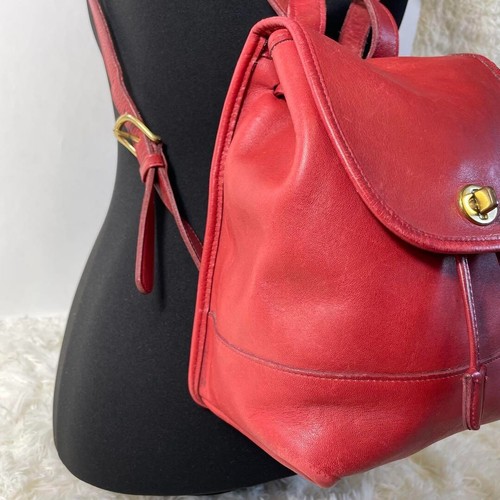 Made In USA Old Coach 9960 Daypack Backpack Red Vintage Used Japan D6M - Picture 3 of 14