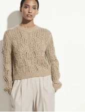 VINCE  WOOL & Mohair Verigated CABLE Crew KNIT SWEATER SIZE XS SMALL V696178527