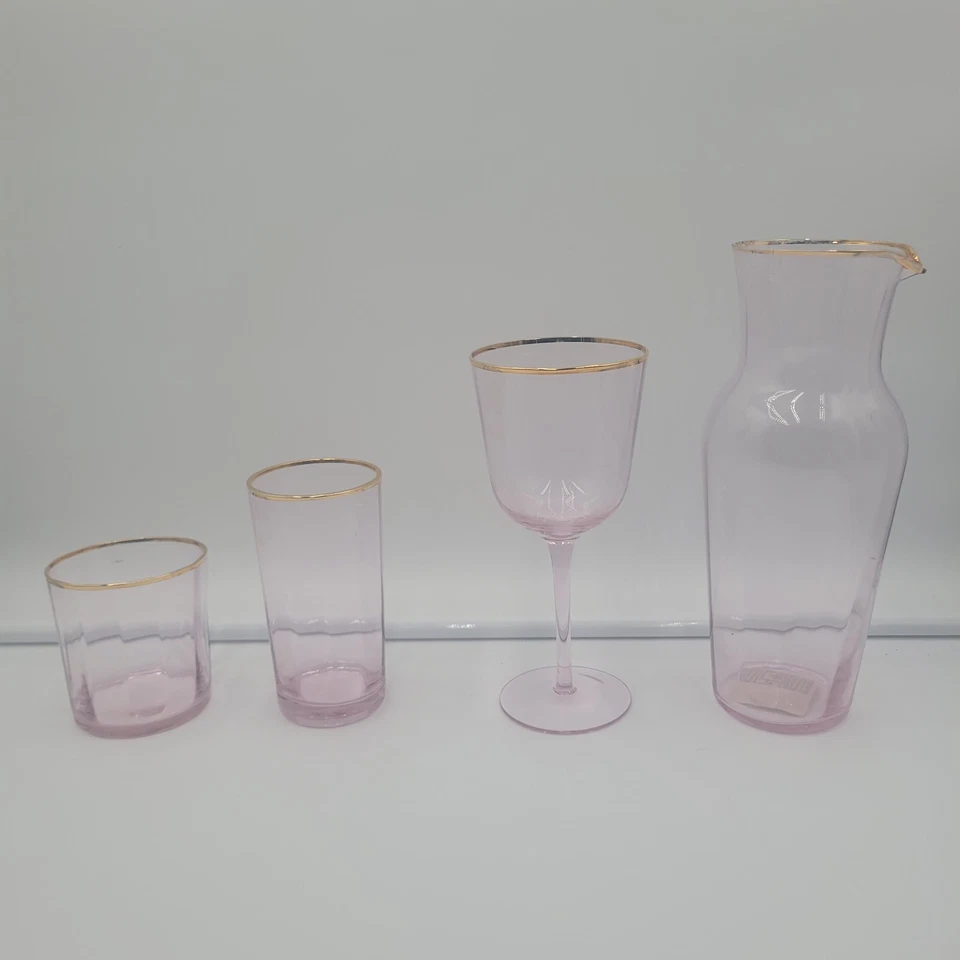 Colección Martha Stewart Rosa Rubor Copas Jarra Vino Highball Antigua Moda Foto 3 de 3