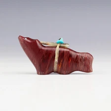 NATIVE AMERICAN ZUNI GLASS WOLF FETISH BY LELAND BOONE & DAPHNE QUAM