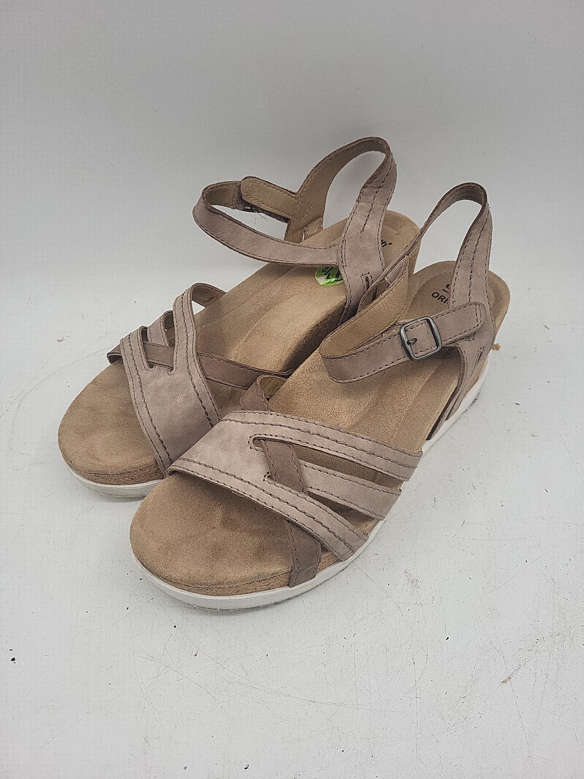 APL Sandali donna con zeppa Earth Origins 9 5 M cinturino sughero beige fibbia in pelle