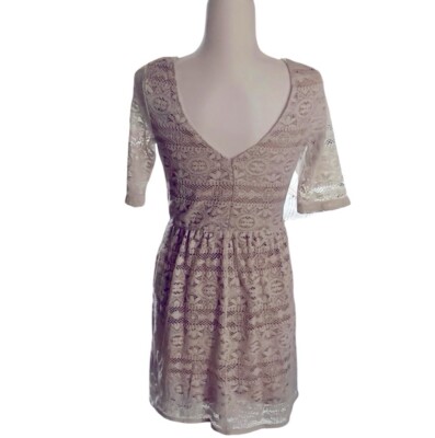 cream colored cocktail dress Sahana Crochet Trim Milkmaid Dress Buttercream / M
