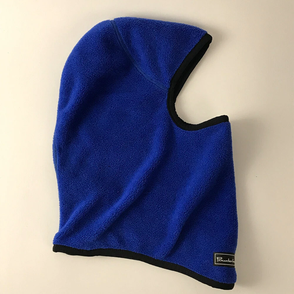 Retro Powderline Made USA Blue Fleece Ski Mask with Black Trim