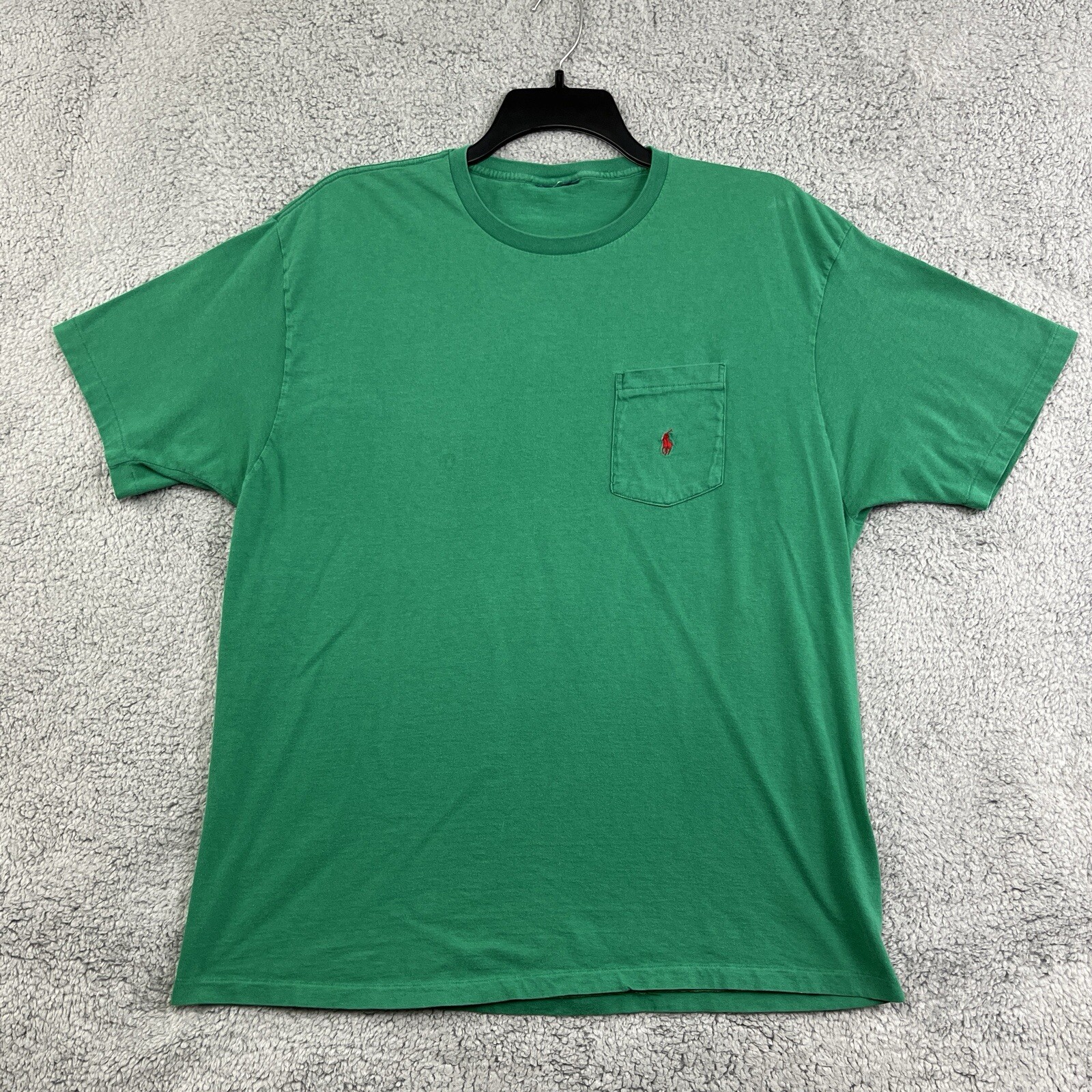 Polo Ralph Lauren vintage tasca TShirt uomo grande punto singolo logo pony ben indossata