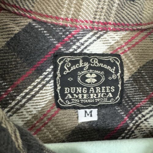 Lucky Brand Latzhose Herren braun kariert Flanell Knopfleiste Hemd Größe Medium USA - Bild 3 von 7