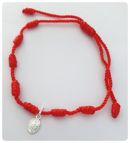 Pulsera cábala con Virgen de la Milagrosa plata kabbalah bracelet silver - Picture 2 of 5