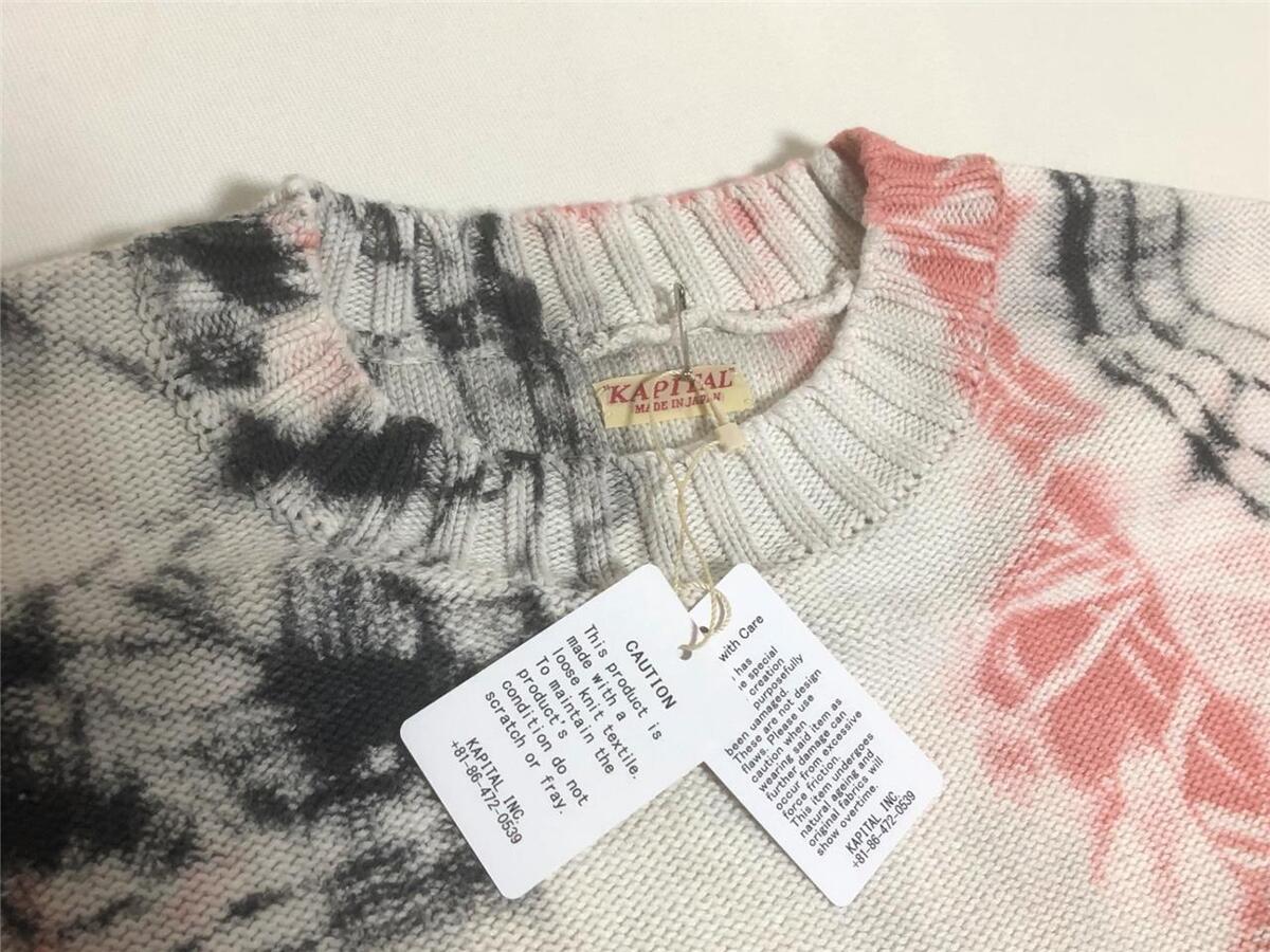 KAPITAL ASHBURY DYED 5G knit crew sweater black pink