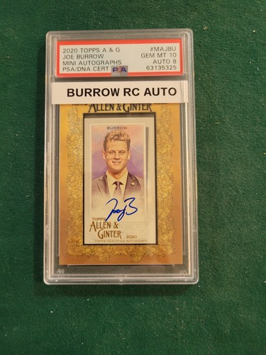 Mini autografi Allen e Ginter 2020 MAJBU Joe Burrow PSA 10 - Foto 1 di 2