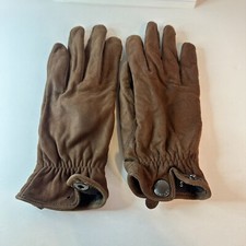 Wilsons Leather Brown Fleece Lined Gloves Womens Size Small Wrist Length