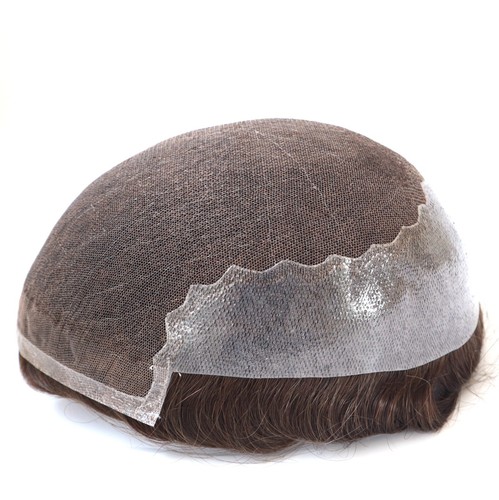 Mens Toupee Human Hair Replacement System French Lace Poly Skin Hairpiece Q6 #4 - Picture 3 of 8