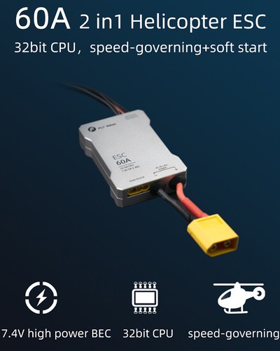 FLY WING Helicopter 60A ESC 32bit CPU 7.4V 5A S-BEC for 450L RC Helicopters - Picture 3 of 17