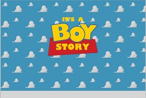 Cartoon White Clouds It Is Boy Toy Story Baby Shower Custom Backdrop Cartoon White Clouds It Is Boy Toy Story Baby Shower Custom Backdrop