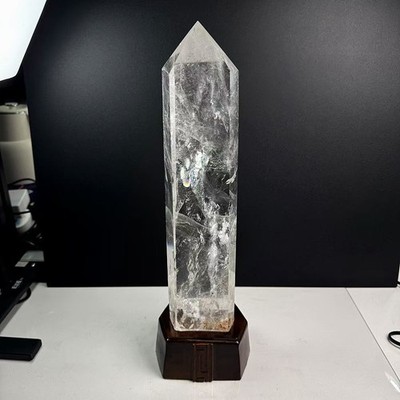 8.9LB TOP Natural Clear Quartz Obelisk Crystal  Wand Energy Tower Healing +Stand