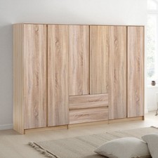 Modern Large 6 Door Wardrobe with Hanging Rail Bedroom Storage Furniture Cabinet