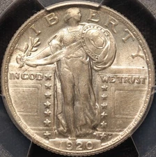 1920 P Standing Liberty Quarter, PCGS MS62, Bright, Lustrous White and Original!