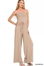 Zenana Tube Top Jumpsuit with Drawstring Waist