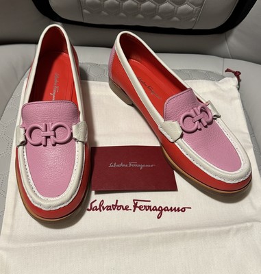 NEW Salvatore Ferragamo Sz 6.5 Rolo Candy Flamingo Pink Orange