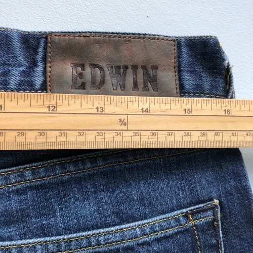 Edwin Jeans Mens 32x32 Blue ED-80 Slim Fit Denim Button Fly Belted - Picture 7 of 8