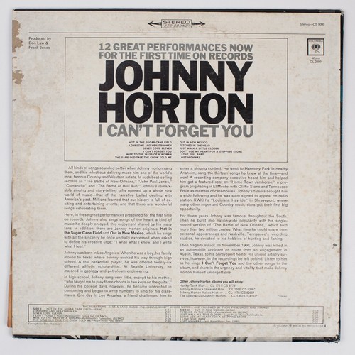 Johnny Horton - I Can't Forget You LP Record 1961 Columbia Country Stereo 360 - Picture 2 of 5