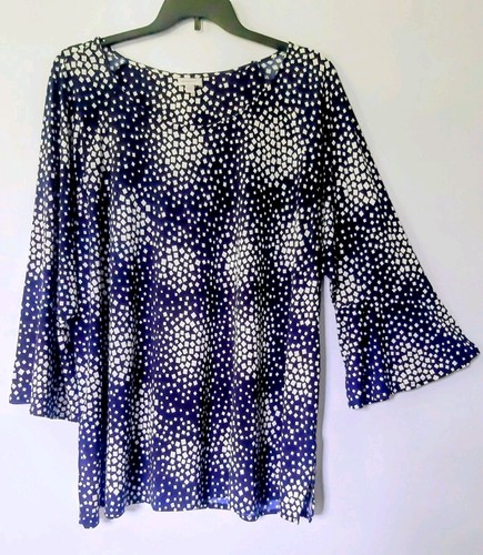 EUC Avenue Puffdruck Top 31" Damen Übergröße 26/28 3X marineblau & weiß Glockenärmel - Bild 4 von 22