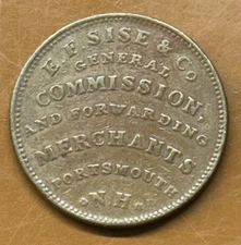 1837 E.F. Sise & Co. Glassware Crockery Portsmouth Hard Times Token HT 195 Coin