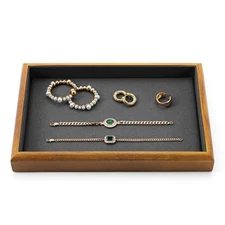 Oirlv Solid Wood Stackable Jewelry Organizer Tray Jewelry Drawer Organizer(Grey)