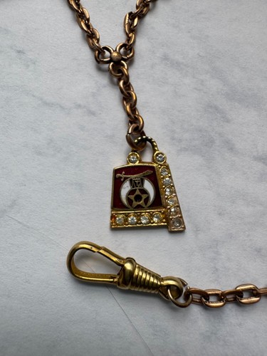 Old Antique Vintage Pocket Watch FOB Shriners International Rhinestone Fez Hat - Picture 6 of 6