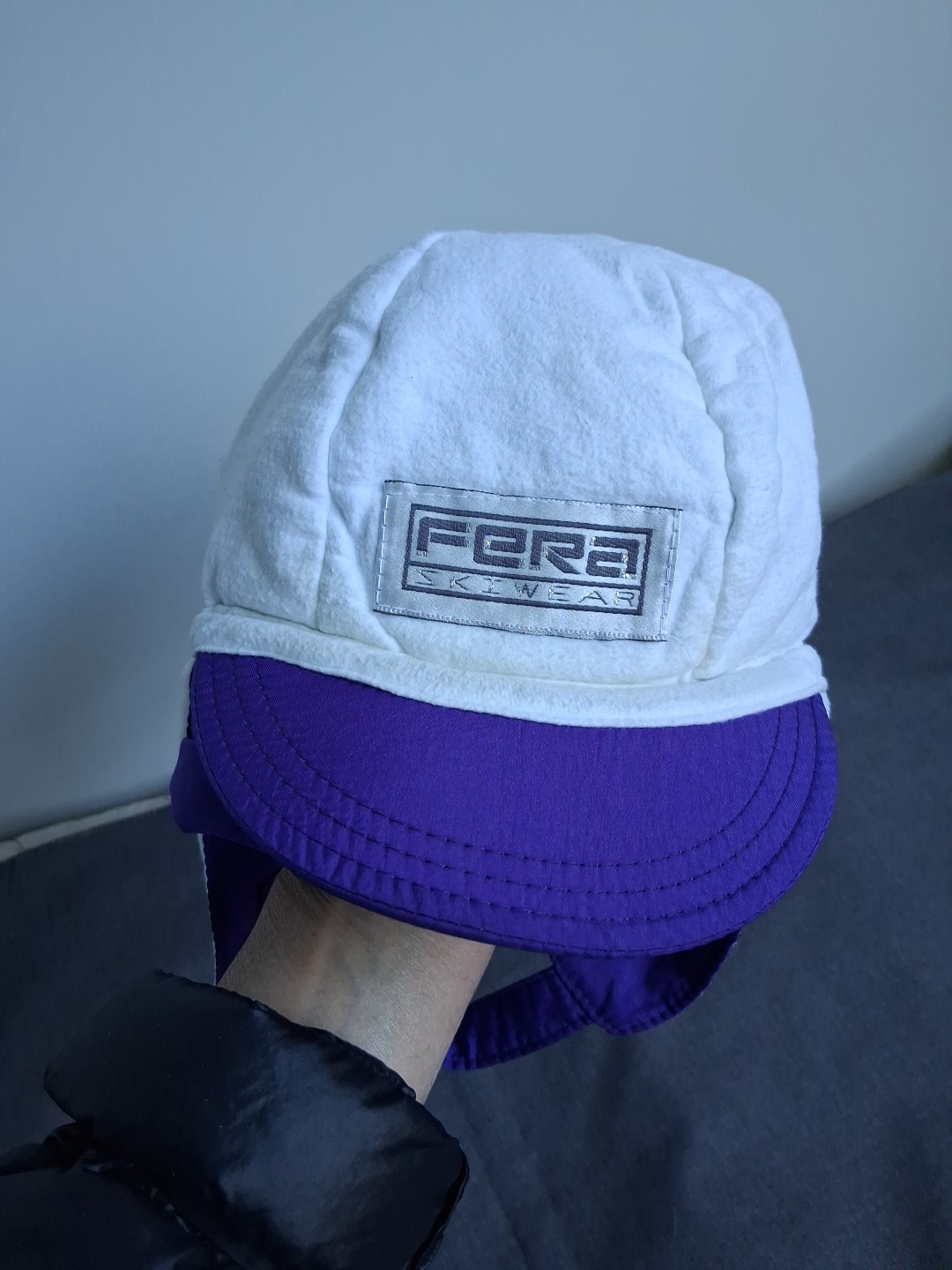 Fera Skiwear O/S PurpleViolet Winter Hat Ear Flaps Nylon Cotton Fleece Lined 25"