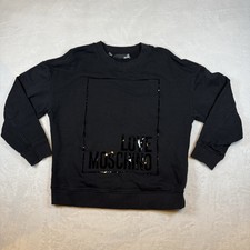 Love Moschino Black Cotton Logo Appliqued Sweatshirt Women  s Size 8 EUC