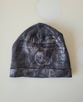 John Galliano Beanie Mütze Damen Anthrazit glänzend Glitzer Kopfbedeckung 