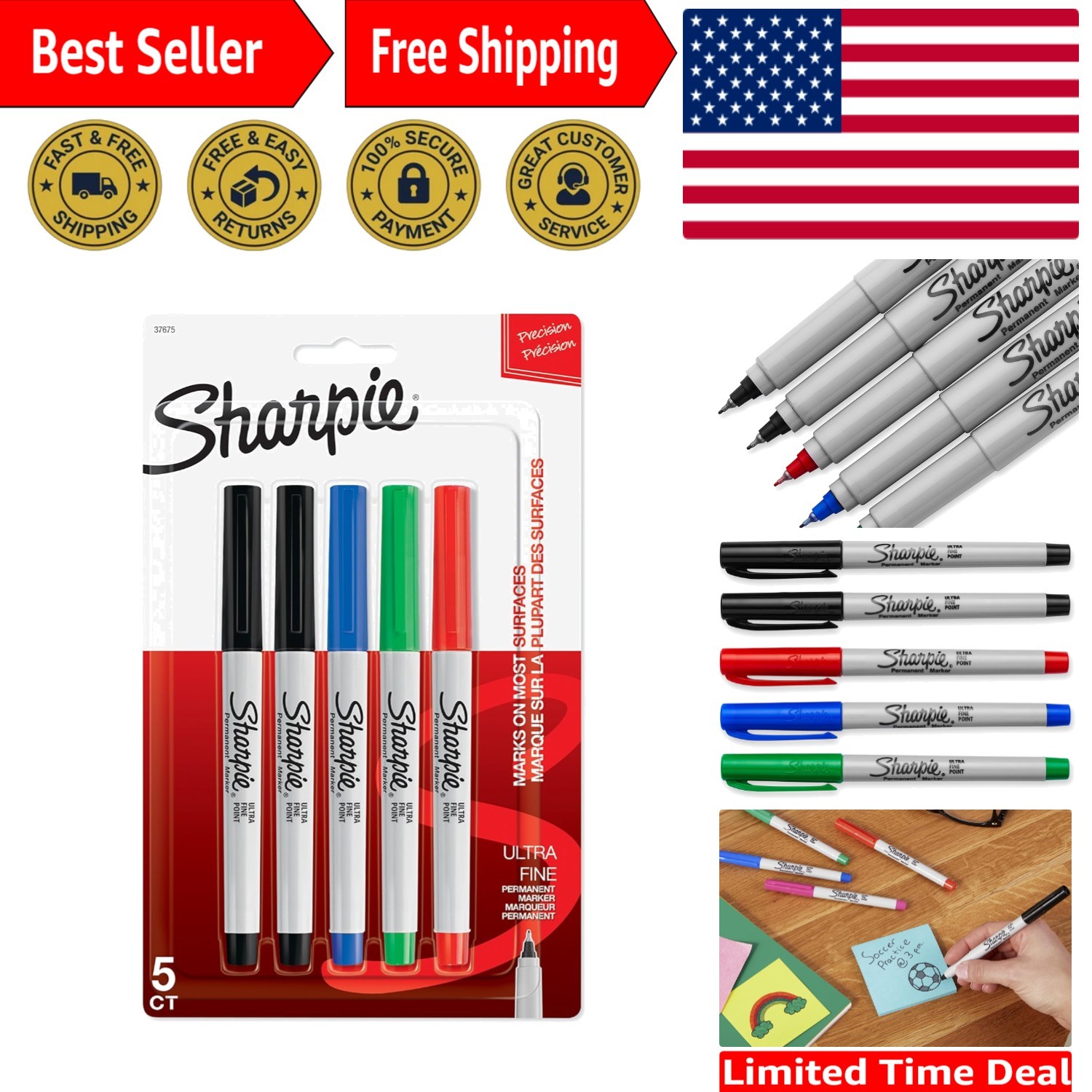 - Assorted Colors, Quick-dry, 5 Pack