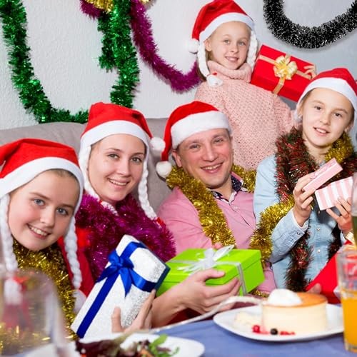 25 Feet Christmas Tinsel Garland, Metallic Foil Twist Banner Wall Hanging Black - Picture 7 of 8